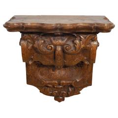 Heavily Carved 18th Century Baroque Wall Bracket or Console