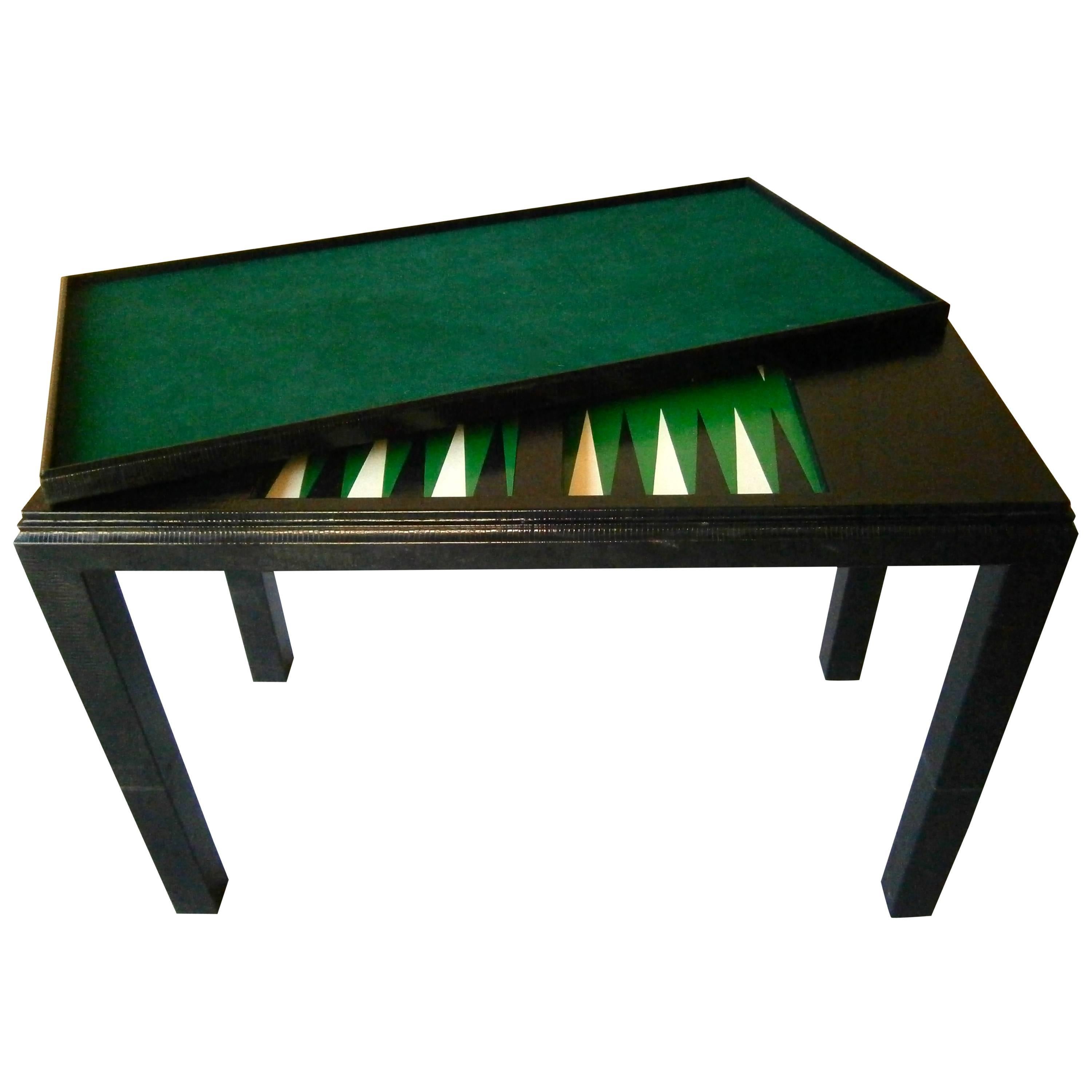 Chinese Parson Style Backgammon Table Designed by Karl Springer C. 1975