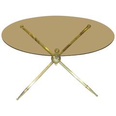 Bronze Mid-Century Coffee Table with Smoked Glass Top