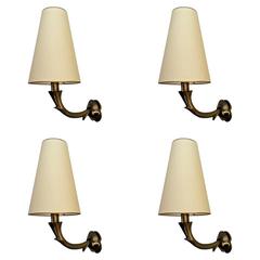 Scarpa Set of Four One-Light Gold Bronze Sconces in Genuine Condition