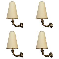 Scarpa Set of Four One-Light Gold Bronze Sconces in Genuine Condition