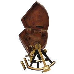 English Ebony and Brass Octant with Case