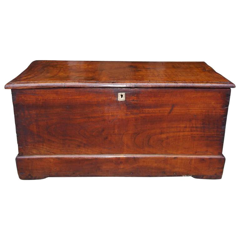English Camphor Wood Sea Captain's Chest with Braided Beckets, Circa