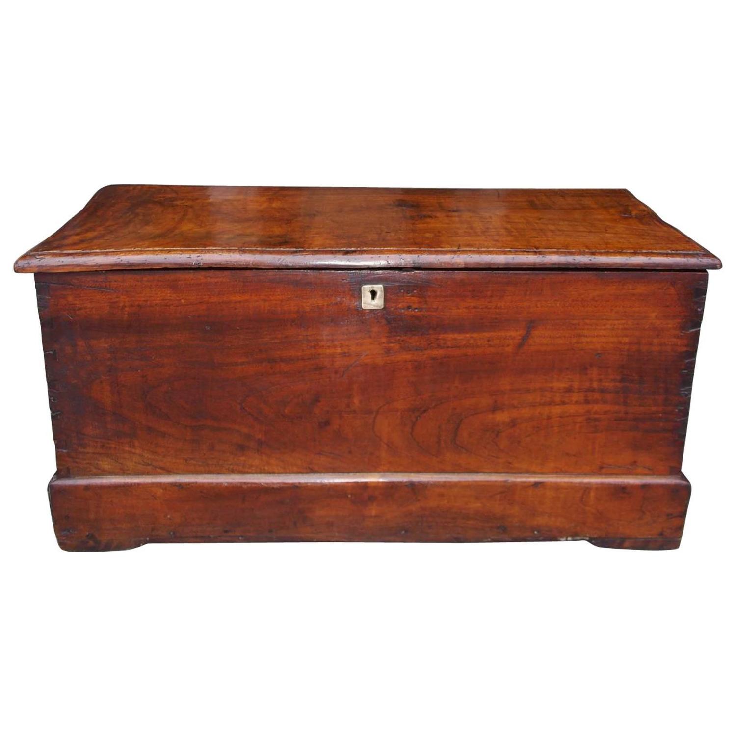 English Camphor Wood Sea Captain's Chest with Braided Beckets, Circa