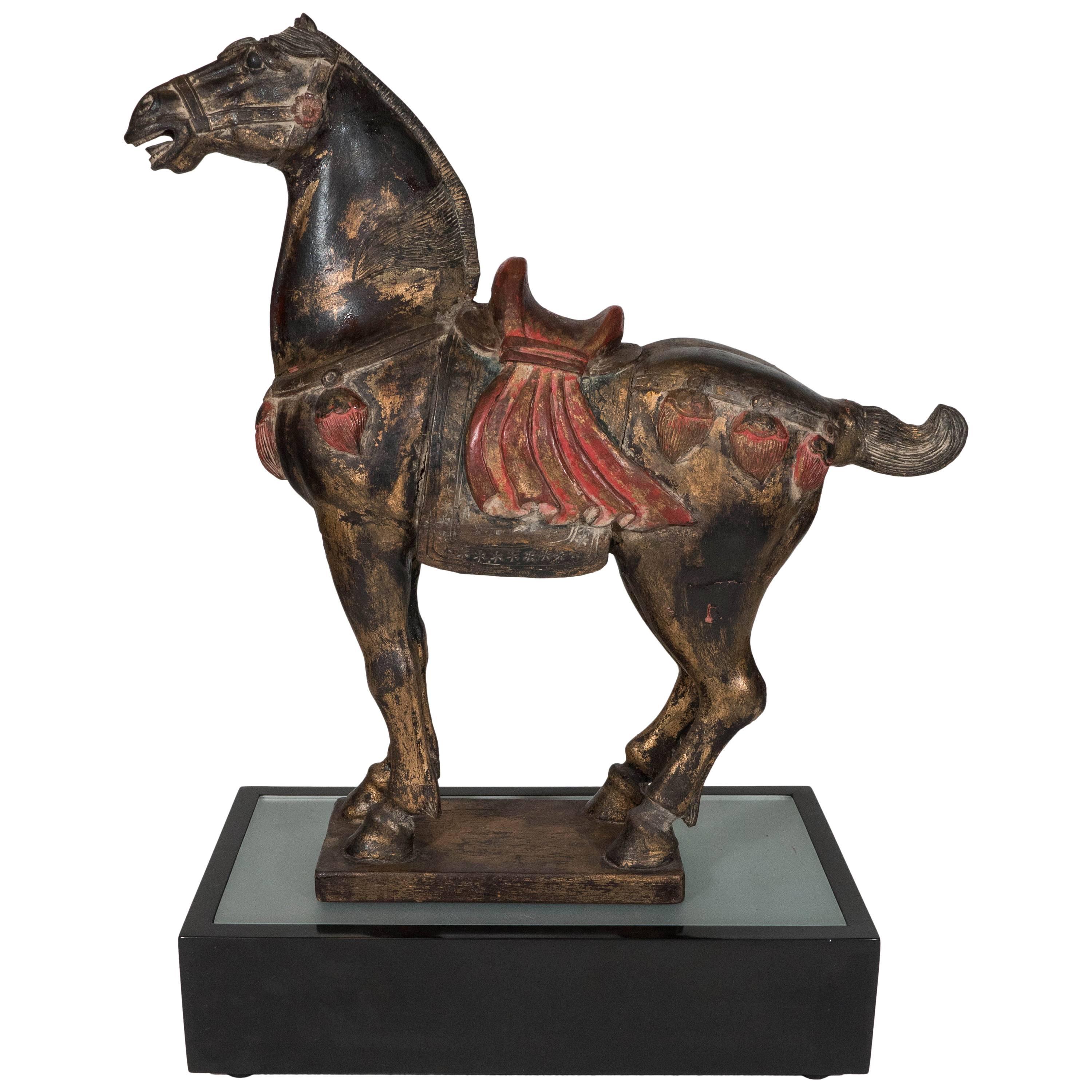 Early 20th Century Chinese Carved Wood 'Tang' Horse