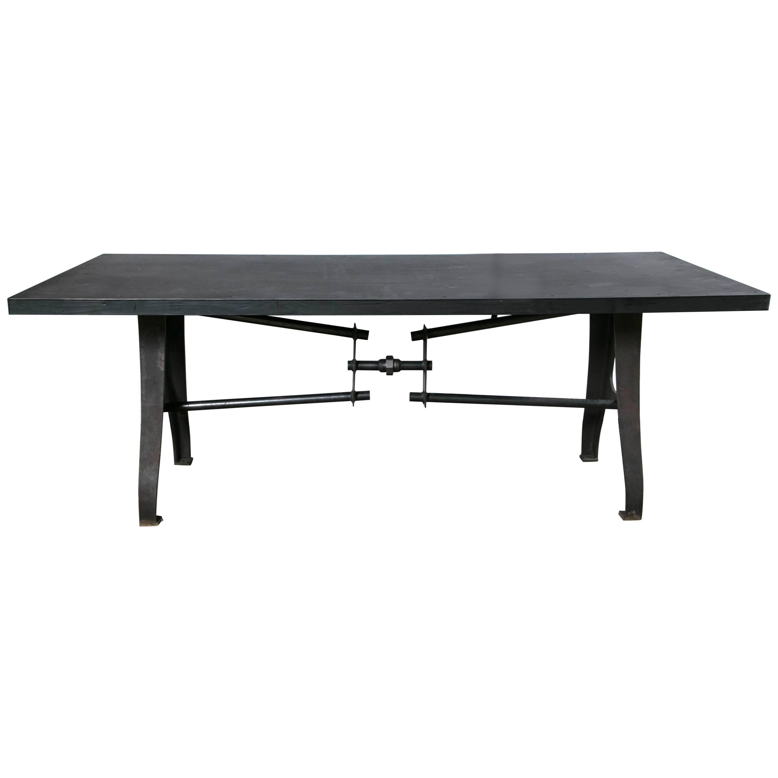 Steel Top Table on Industrial Base