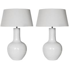 Pair of White Vases as Table Lamps