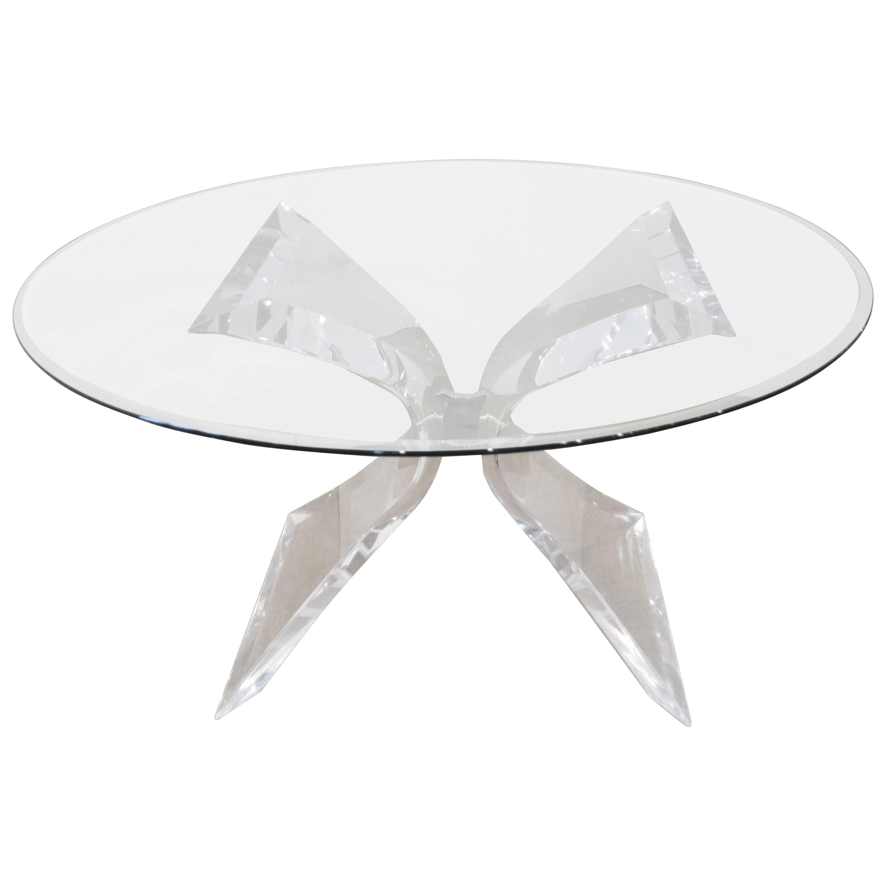 Lion in Frost Butterfly Lucite and Glass Dining Table