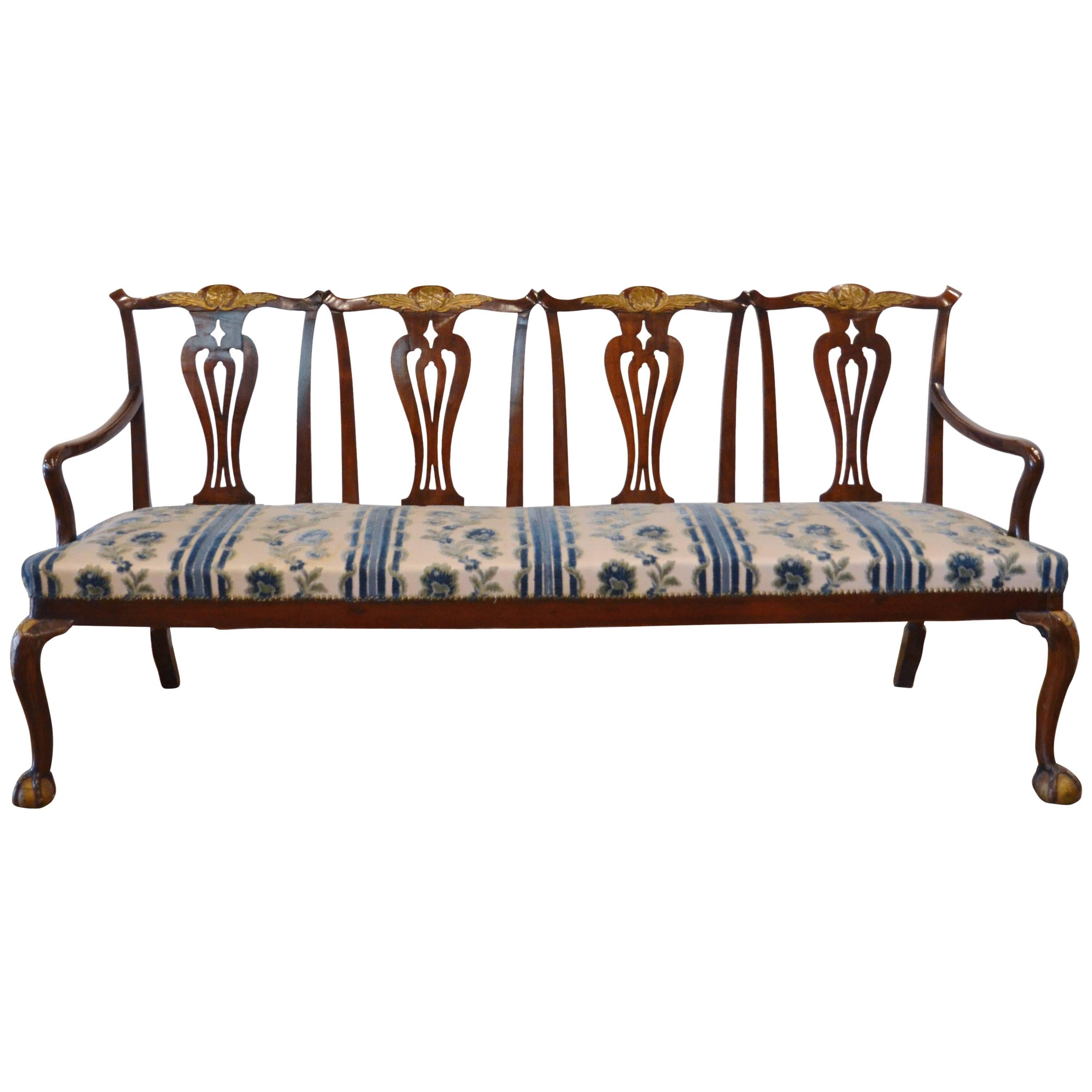 Chippendale Style Mahogany Four-Seat Back Settee