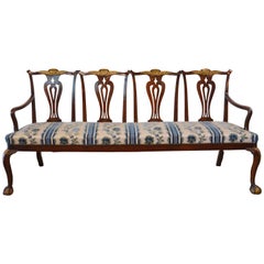 Antique Chippendale Style Mahogany Four-Seat Back Settee