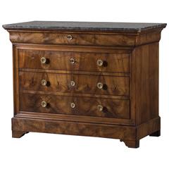 Louis Philippe Walnut Chest, Marble-Top, France, circa 1850