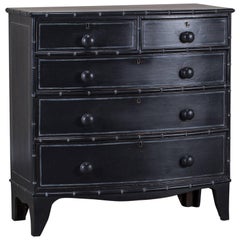 Antique Bow Front Faux Bamboo English Chest of Drawers, circa 1860
