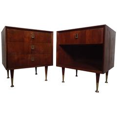 Vintage Pair of Midcentury Walnut Nightstands