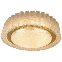 Vintage Extra-Large Doria Glass Flush Mount or Sconce with Brass Surround