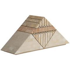 Casa Bique Designed Tessellated Stone Pyramid Box, 1980s
