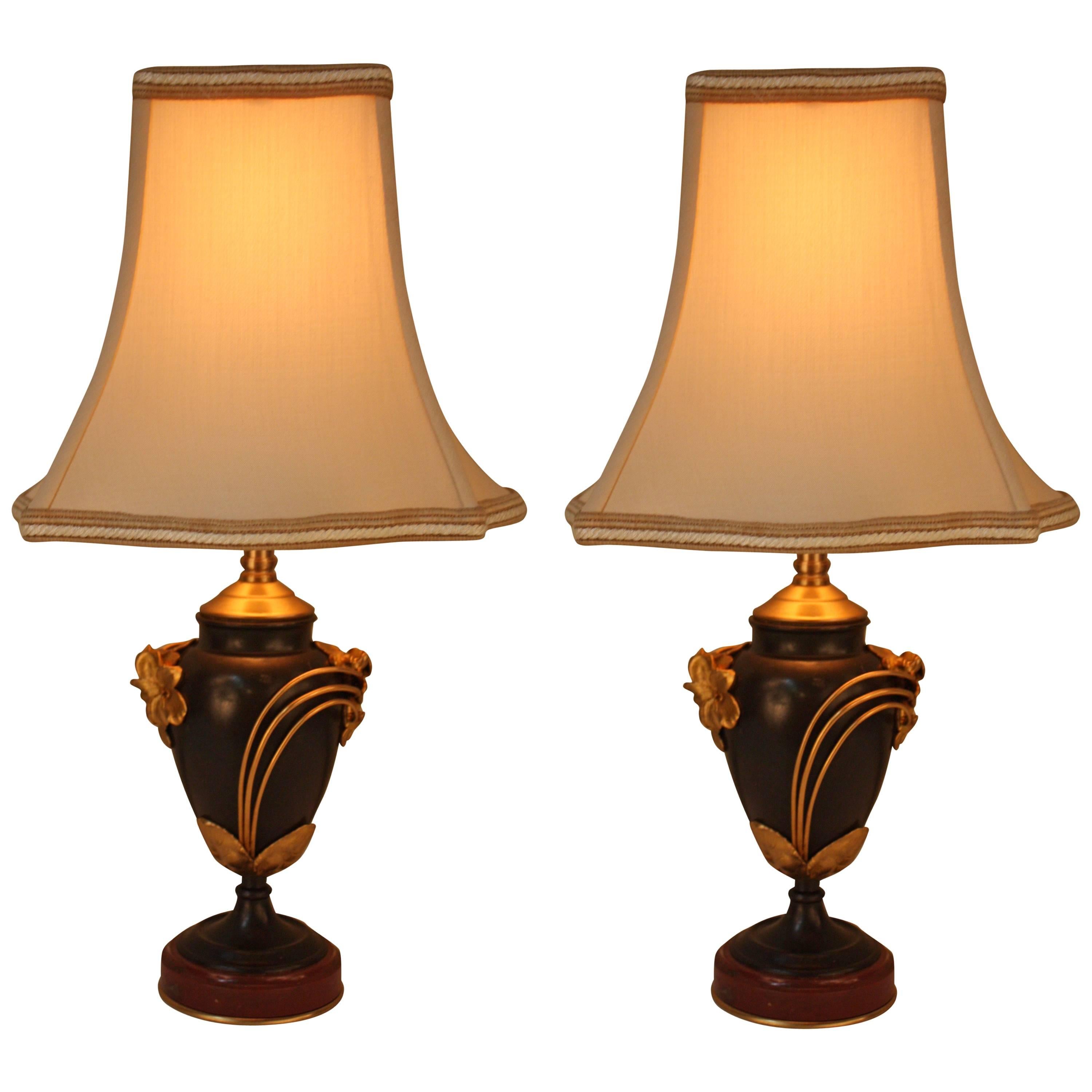 Pair of Art Nouveau Bronze Table Lamps by Fumiere Thiébaut Frès, Paris