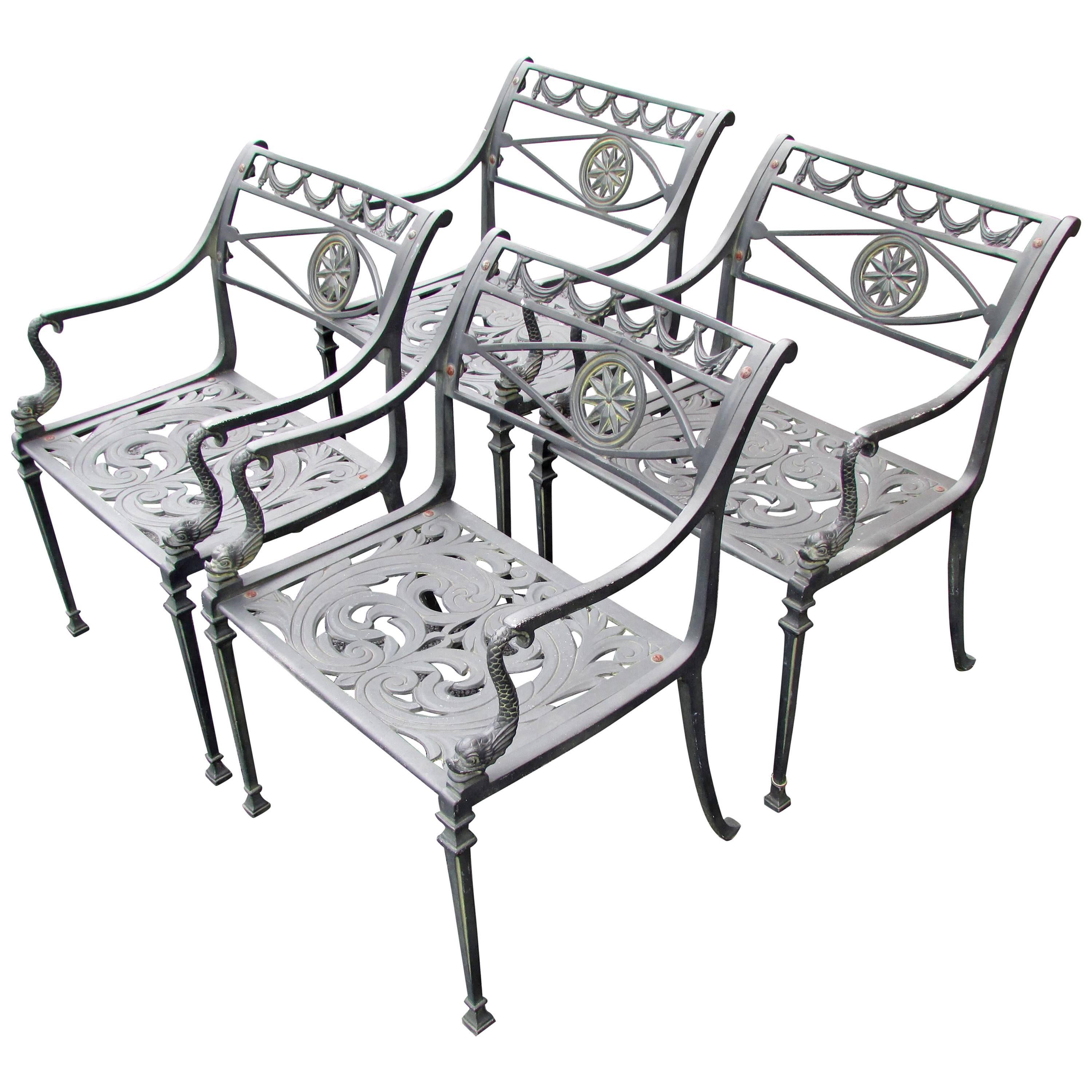 Set of Four Neoclassical Garden Chairs