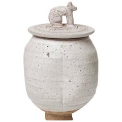 Ceramic Modern Pot - Poi with Seated Animal on Lid by Ian Godfrey