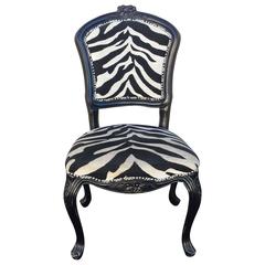 French Chair, French Louis XV Style Black Zebra Chair