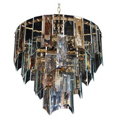 Magnifique lampe en verre et miroir de 1970 par Luminaire