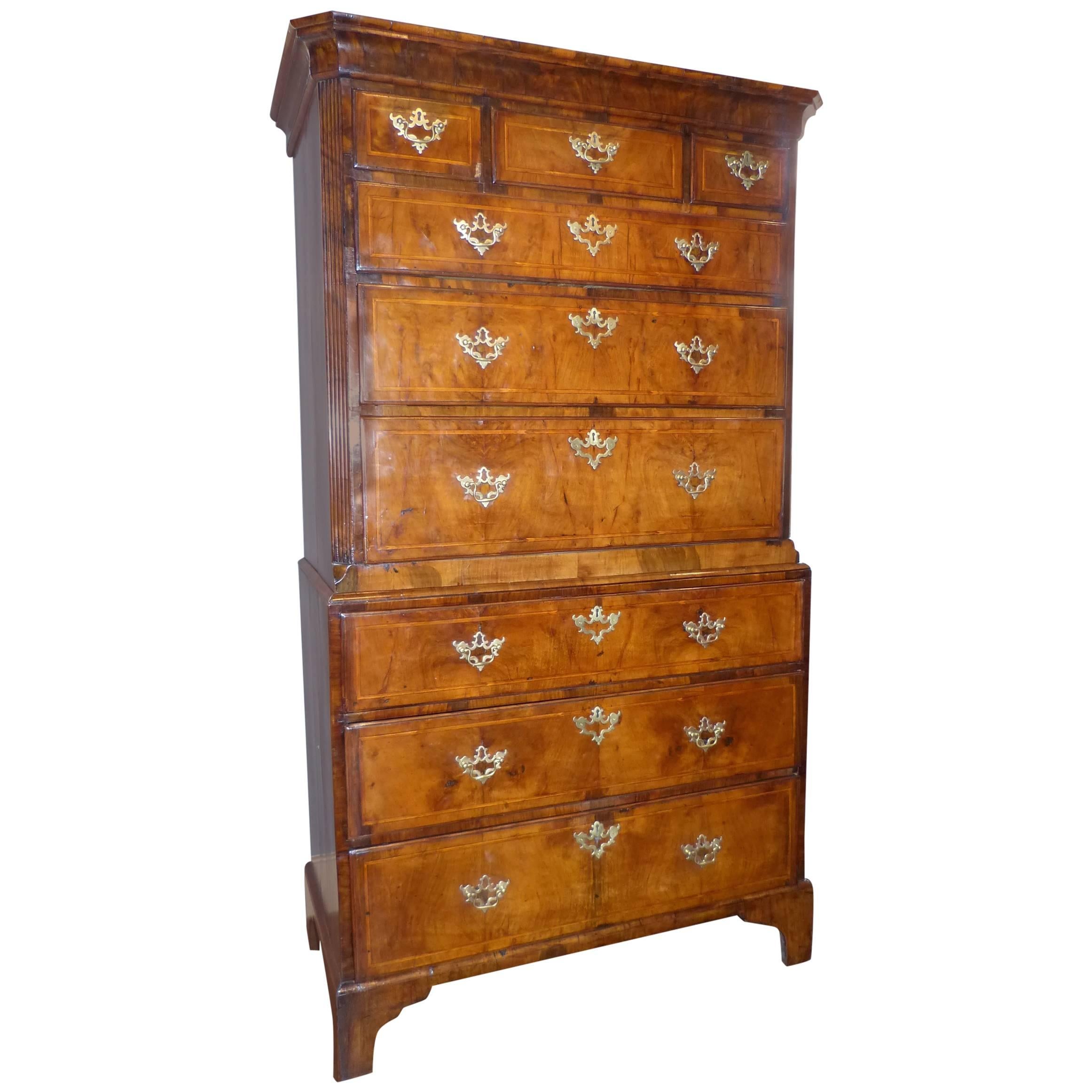 George II Period Walnut Chest on Chest For Sale