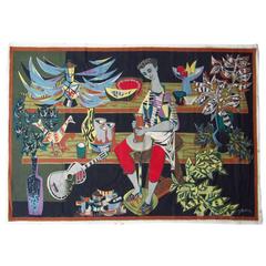1950s Midcentury French Cubist Tapestry by Robert Debieve