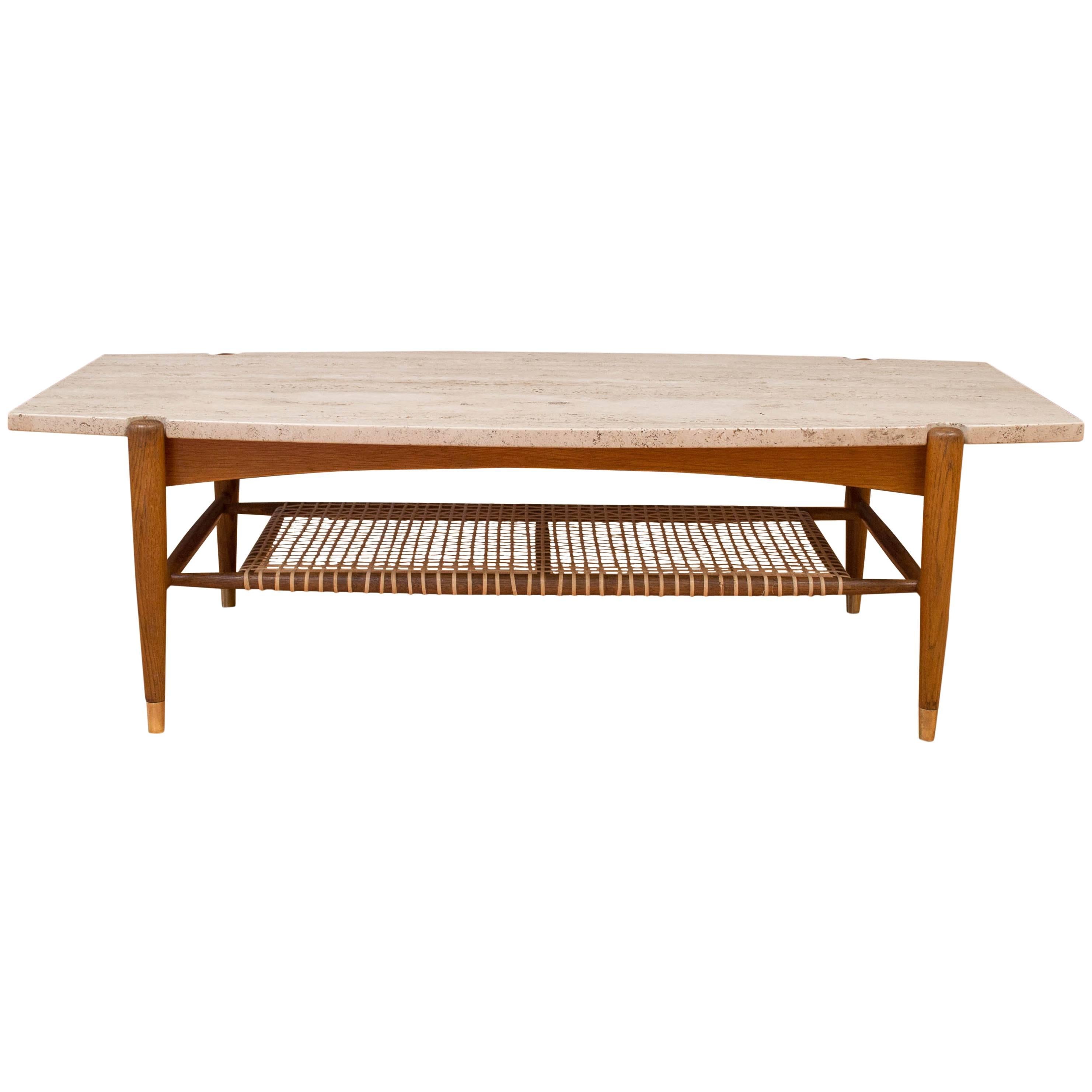 Dux Travertine Coffee Table Attributed to Bruno Mathsson