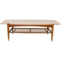 Dux Travertine Coffee Table Attributed to Bruno Mathsson