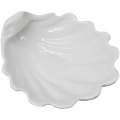 White Ceramic Clam Shell Serving Dish