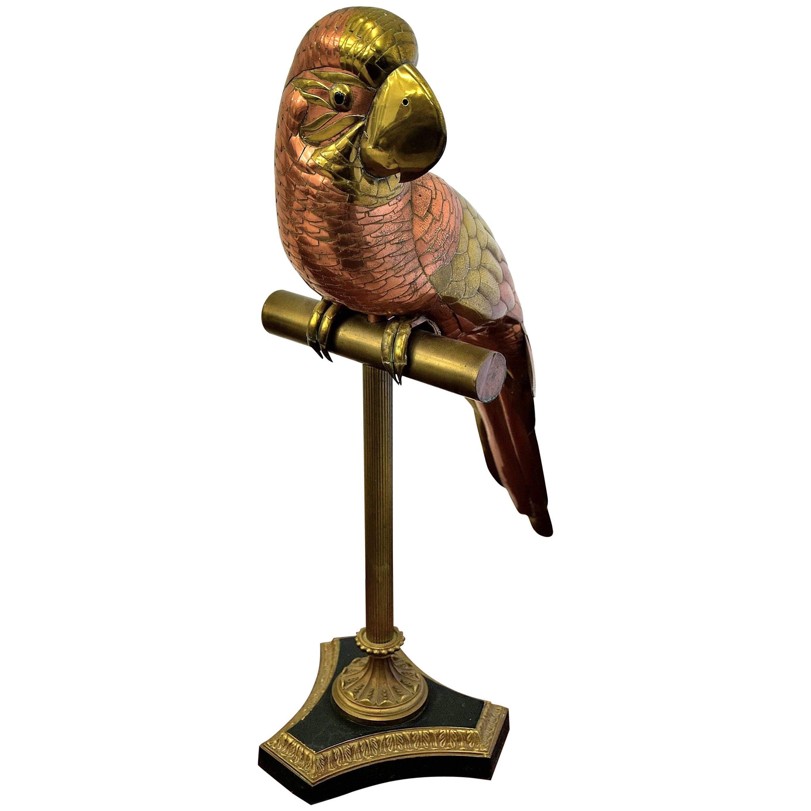 1960's Brass & Copper Parrot - Mexico For Sale