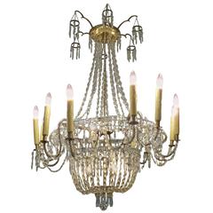 Antique Early 20th Century French Neoclassical Crystal Chandelier
