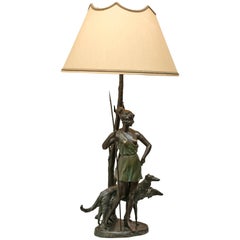 Art Deco Bronze Lamp, Artist Signed Zach ca.1920's