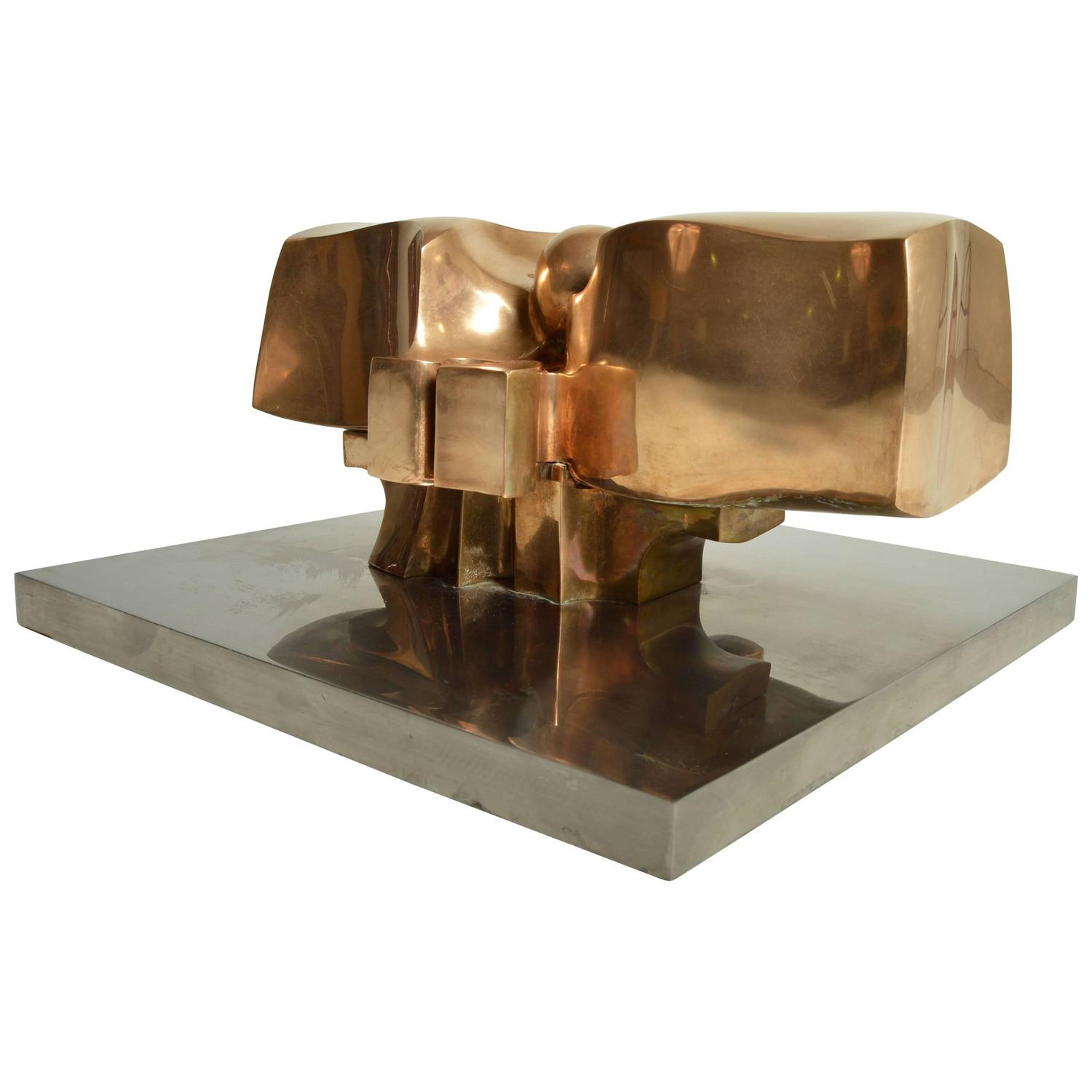Midcentury Solid Bronze Abstract Sculpture by Jose Luis Sanchez at 1stdibs