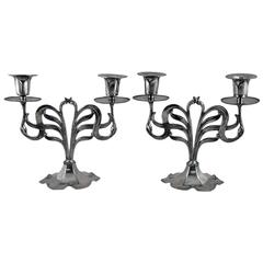 Art Nouveau Jugendstil Secessionist Candlesticks Candelabra, Orivit Germany 10