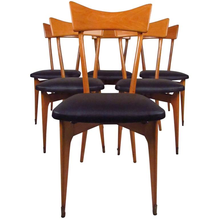 Set of MidCentury Modern Italian Dining Chairs by Ico Parisi For Sale