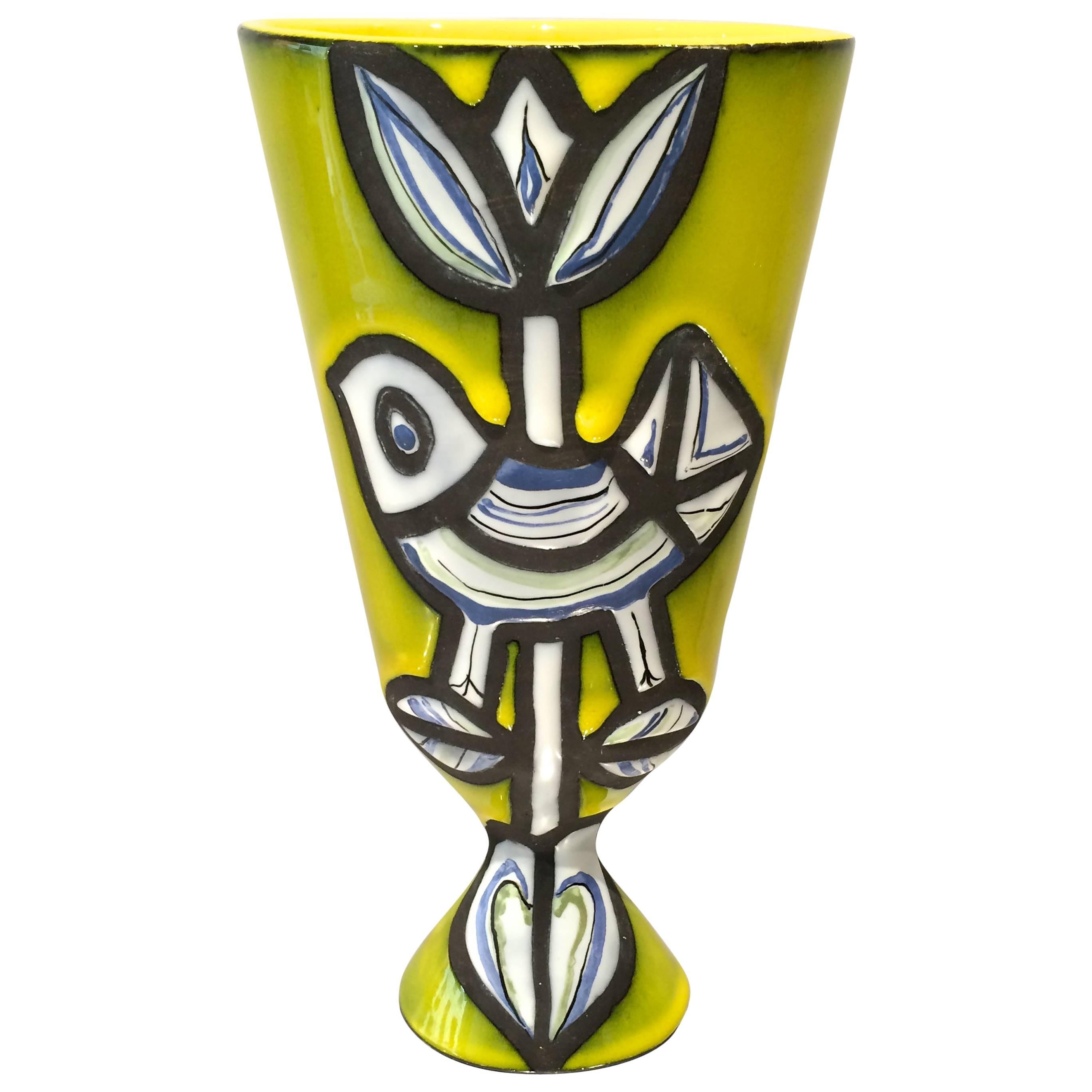Roger Capron Yellow Bird Vase, 1958