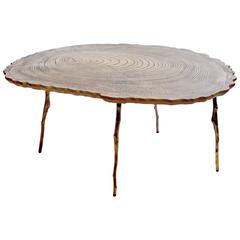 Contemporary Lean Coffee Table in Cast Bronze with Etched Brass 8