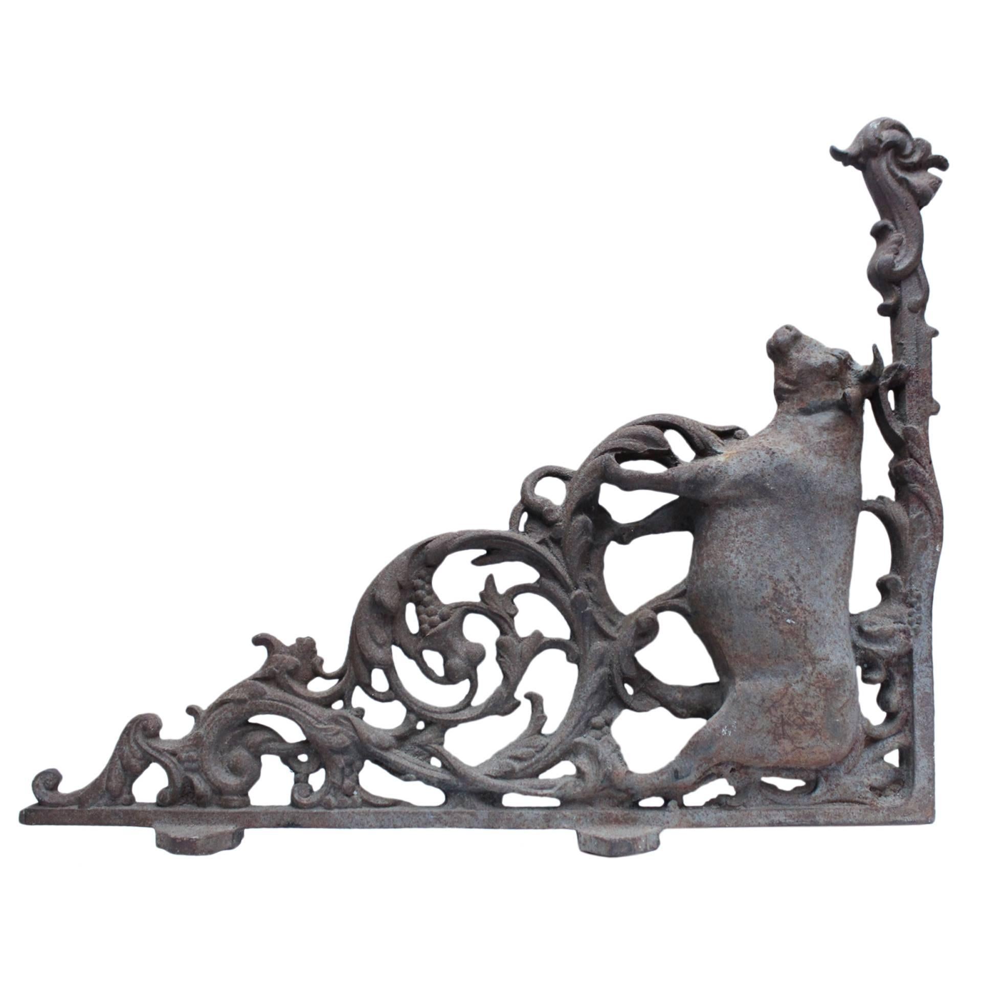 Wall Bracket, Butcher Shop Sign, Cast Iron,  France, circa 1870 For Sale