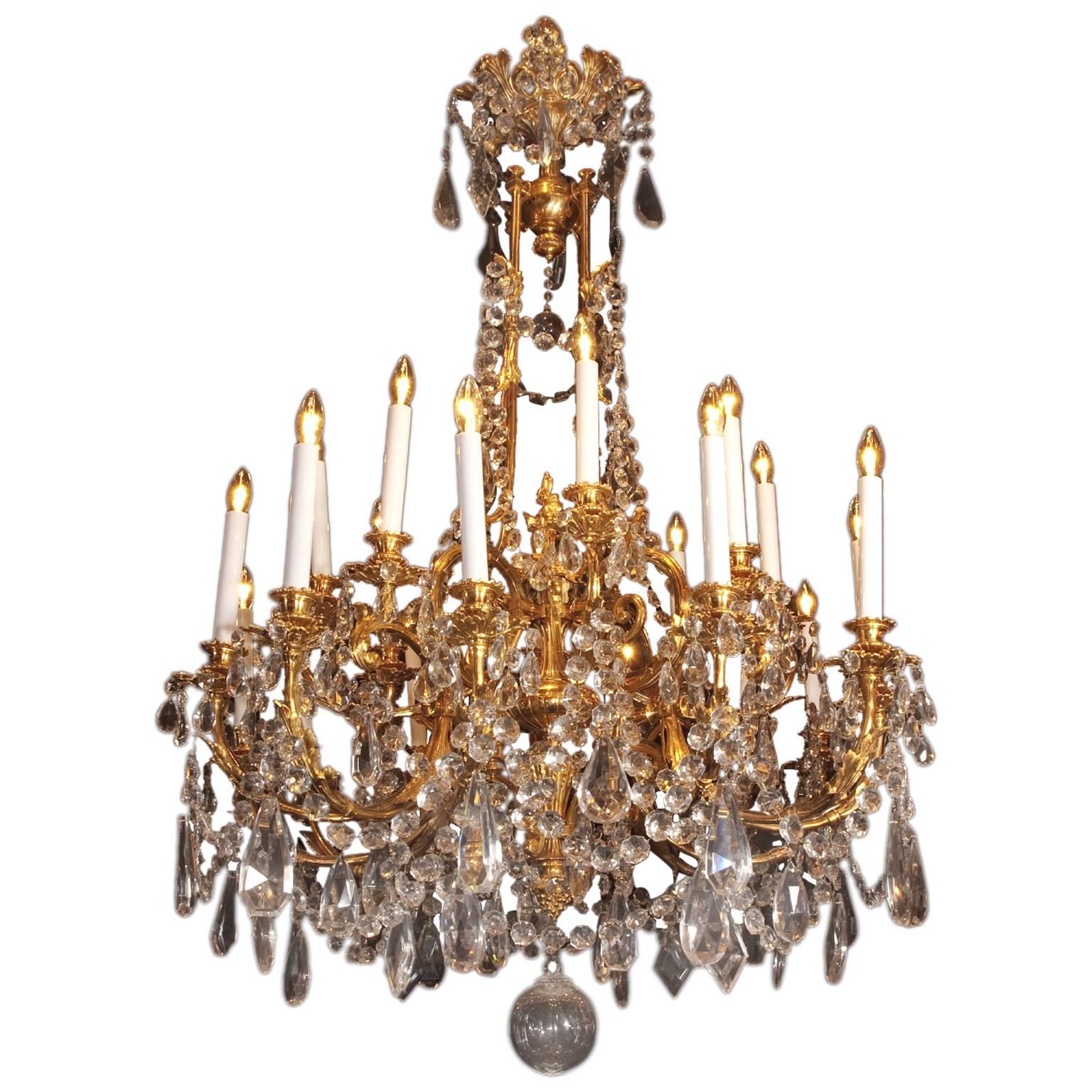 Napoleon III Bronze d’Ore and Crystal Chandelier, French 19th Century  For Sale
