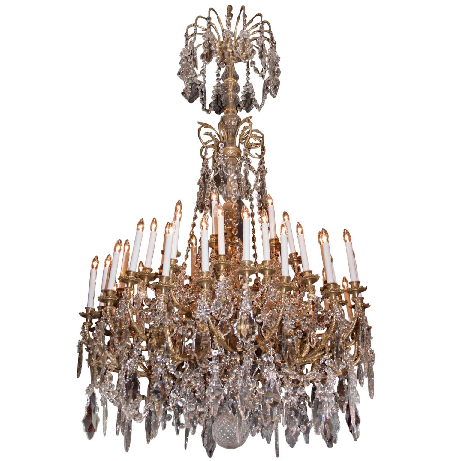 Grand Louis XVI Baccarat Crystal and Bronze Chandelier, French 19th Century 
