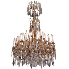 Grand Louis XVI Baccarat Crystal and Bronze Chandelier, French 19th Century