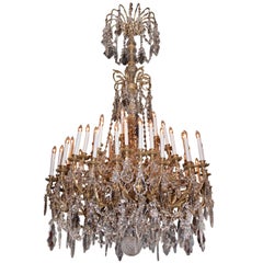 Antique Grand Louis XVI Baccarat Crystal and Bronze Chandelier, French 19th Century 