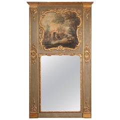 Louis XVI Trumeau with Painting and Carved Gold Leaf, French 19th Century 