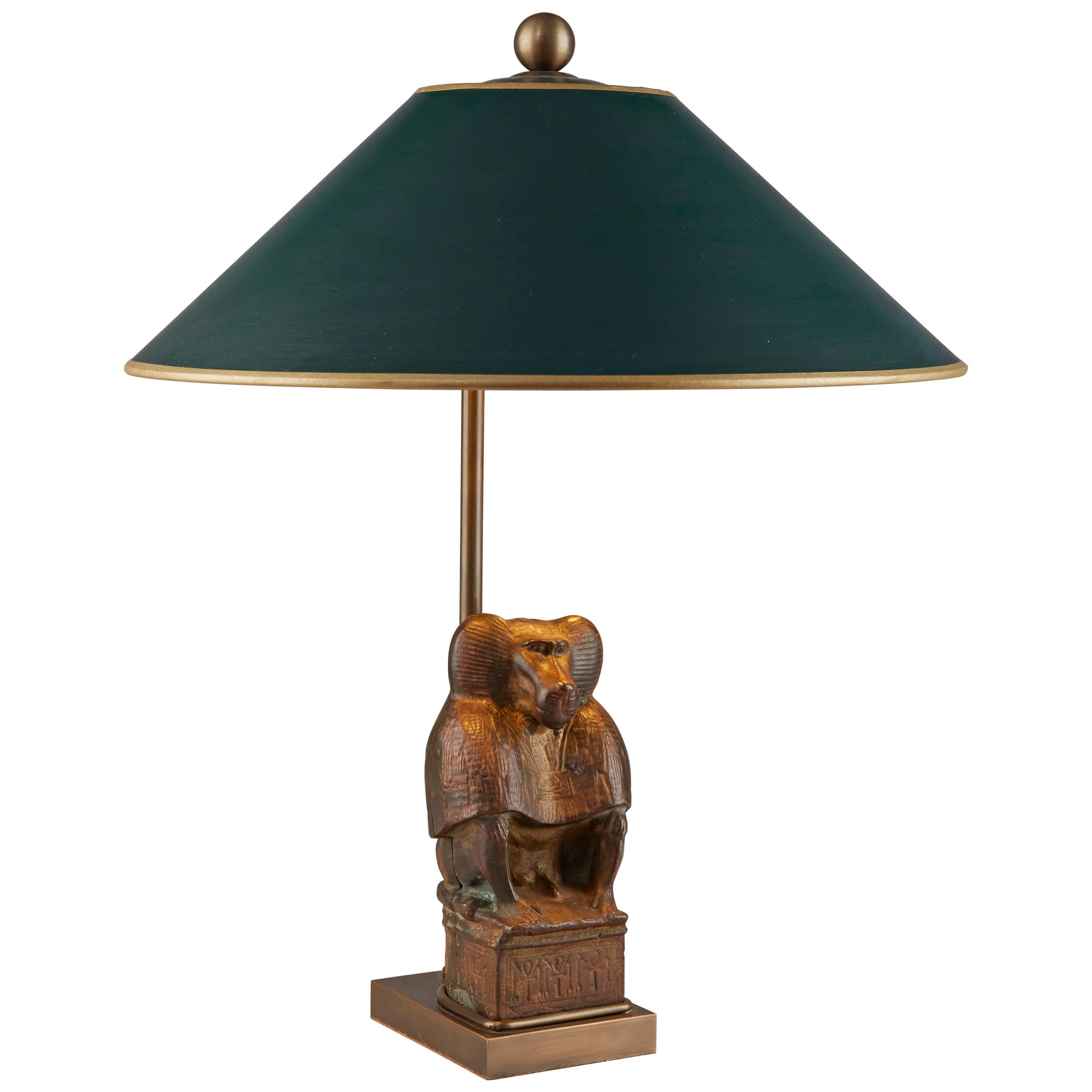 Foundry Bronze Model of an Egypt Baboon Mounted as a Lamp For Sale