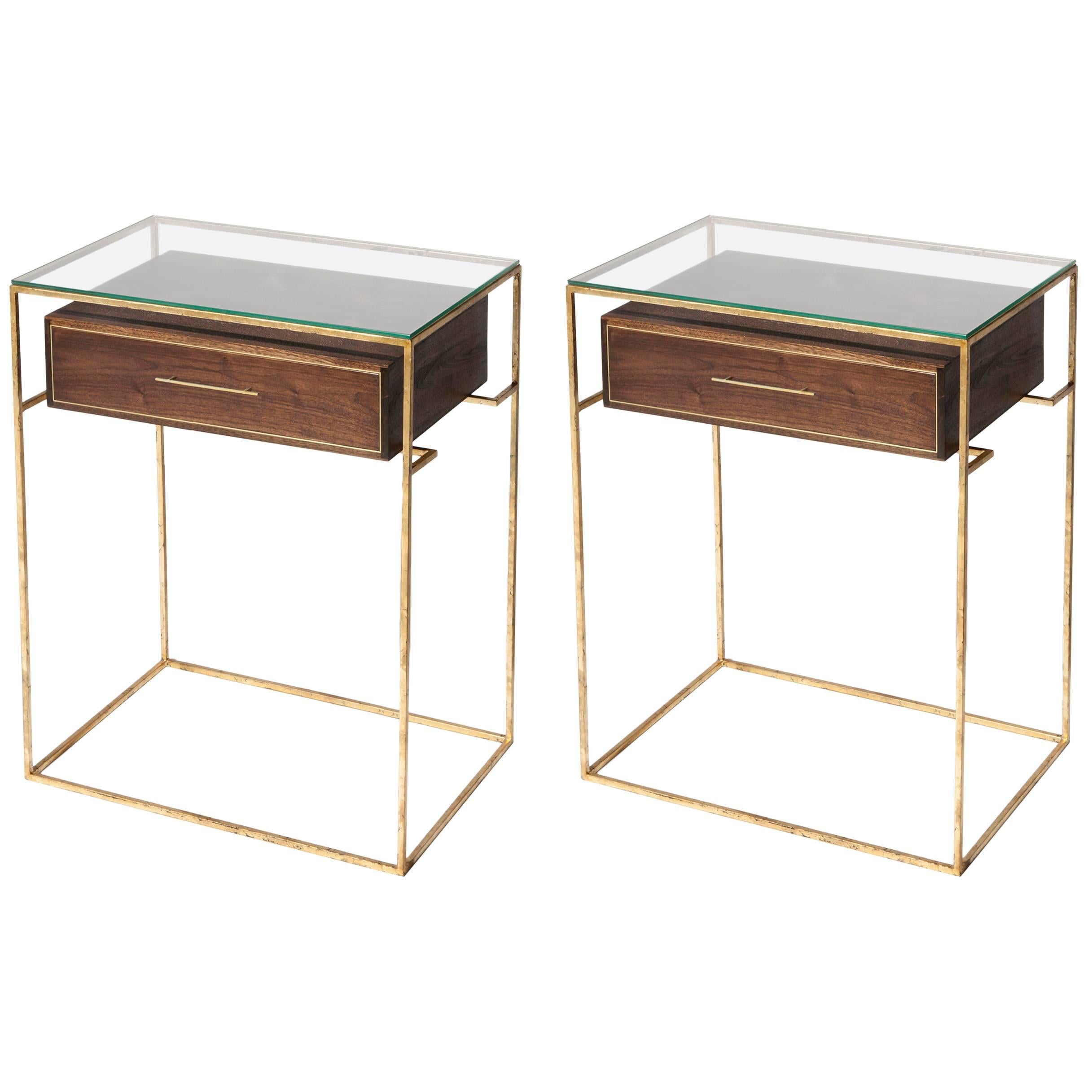 Pair of Floating Drawer Side Tables, Bedside Tables For Sale