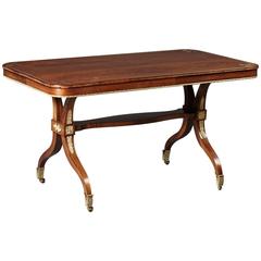 Fine Elegant English Regency Period Rosewood Mounted Brass Inlaid Center Table