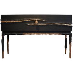 Tainted Oak and Carved and Gilded Bronze Cabinet by Hoon Moreau 12
