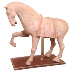 Rare Prancing Horse Sculpture, Early Tang Dynasty