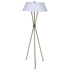 Gerald Thurston for Lightolier Brass Tripod Floor Lamp, 1950s 