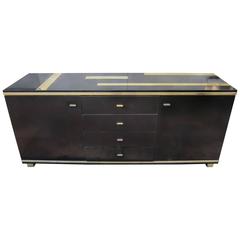 Mario Sabot wood lacquer and brass buffet. Italy 60'